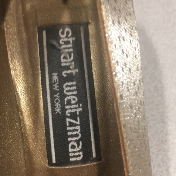 Stuart Weitzman gold sparkle shoes. - Picture 2 of 4